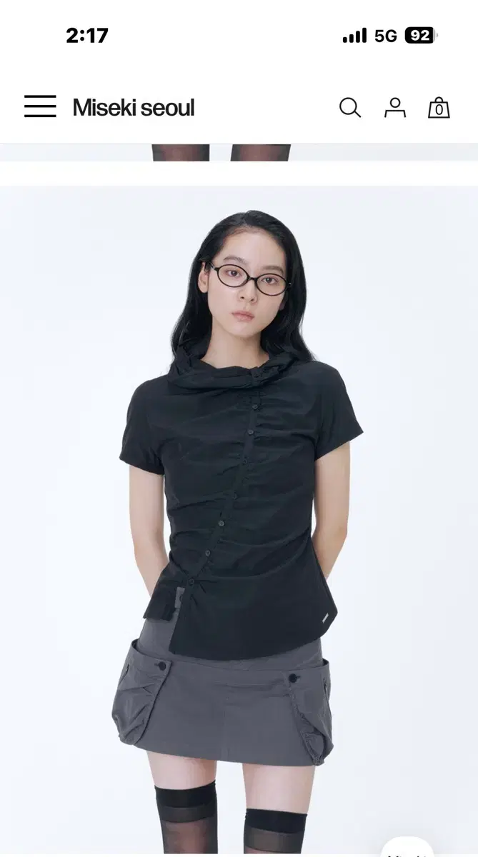 미세키서울 High neck shirring button shirt BK | 브랜드 중고거래
